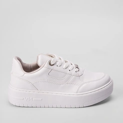 Tênis Via Marte Feminino Flatform Ilhós Strass Branco