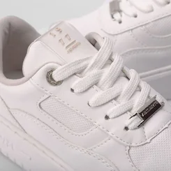 Tênis Via Marte Feminino Flatform Ilhós Strass Branco