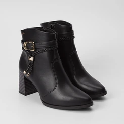 Ankle Boot Feminina Dakota Fivela Tira Tressê Detalhe Metalizado Preto