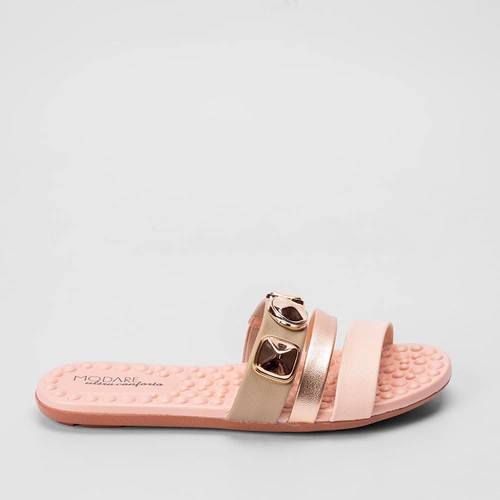 Rasteira Modare Flat Tira Tripla Efeito Bold Verde