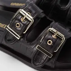 Papete Rateira Gabriela Croco Detalhe Fívela Preto