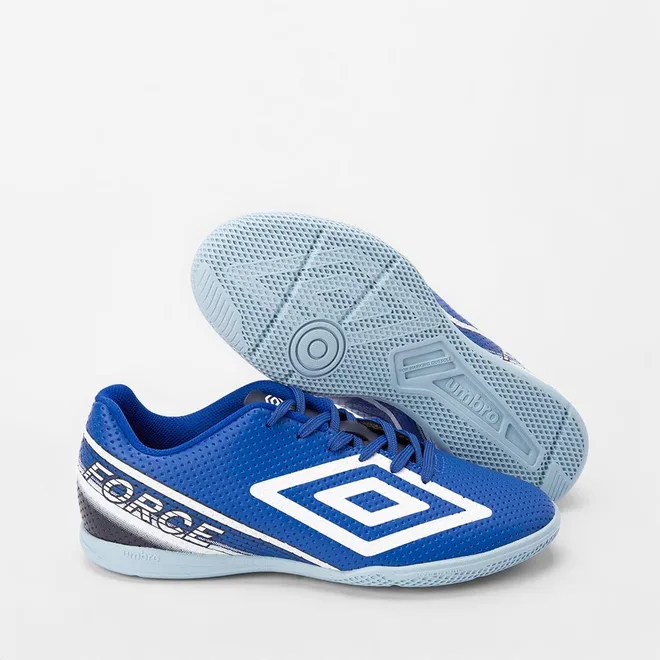 Chuteira Futsal Umbro Force Detalhe Perfuros Azul