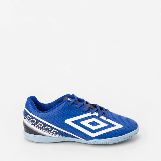 Chuteira Futsal Umbro Force Detalhe Perfuros Azul