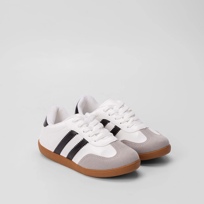 Tênis Infantil Gabrielinha Casual Detalhe Recorte Nobuck Preto & Branco