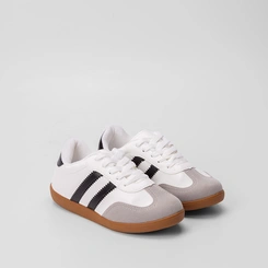 Tênis Infantil Gabrielinha Casual Detalhe Recorte Nobuck Preto & Branco