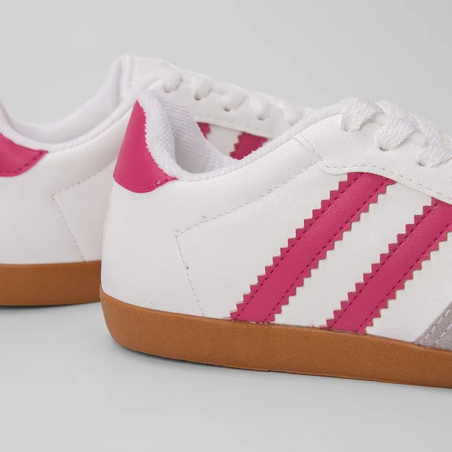 Tênis Infantil Gabrielinha Casual Detalhe Recorte Nobuck Rosa & Branco