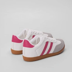 Tênis Infantil Gabrielinha Casual Detalhe Recorte Nobuck Rosa & Branco