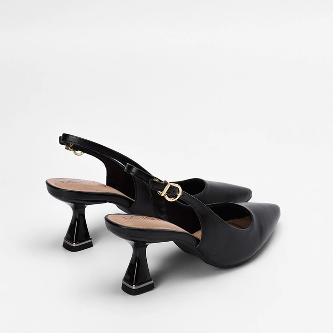Scarpin Slingback Beira Rio Salto Taça Preto