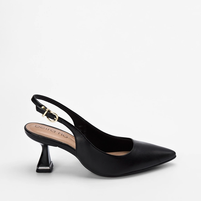 Scarpin Slingback Beira Rio Salto Taça Preto