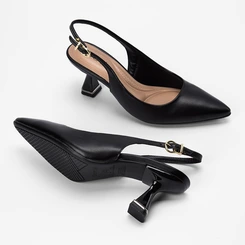 Scarpin Slingback Beira Rio Salto Taça Preto