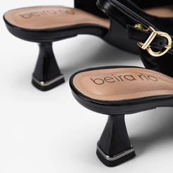 Scarpin Slingback Beira Rio Salto Taça Preto