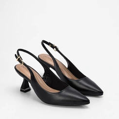 Scarpin Slingback Beira Rio Salto Taça Preto