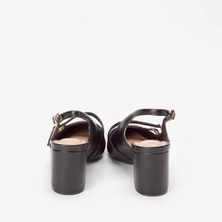 Scarpin Slingback Beira Rio Salto Bloco Fivelas Preto