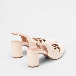 Scarpin Slingback Beira Rio Fivelas Duplas Off White