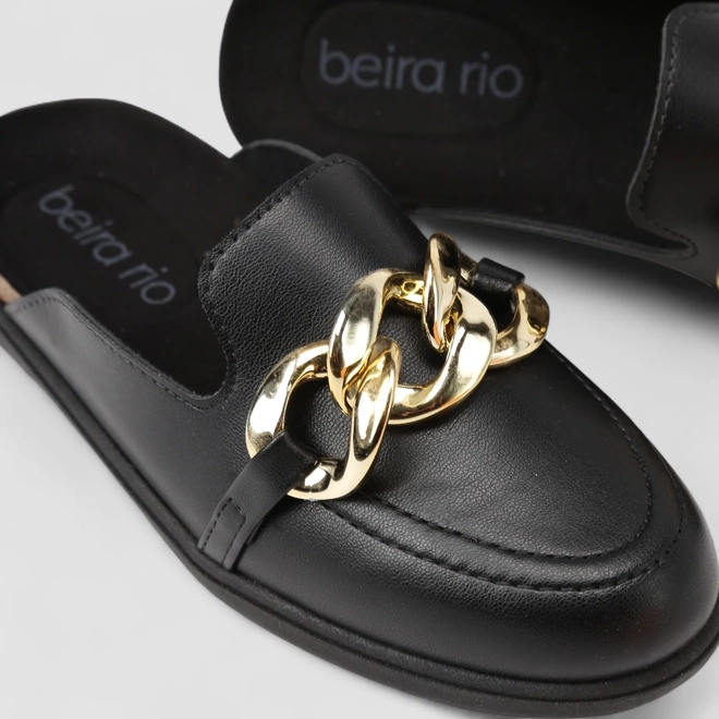 Mule Feminina Beira Rio Bridão Dourado Preto
