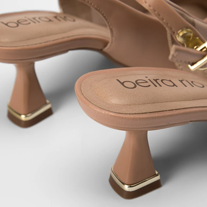 Scarpin Slingback Beira Rio Salto Taça Nude