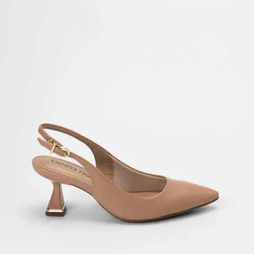 Scarpin Slingback Beira Rio Salto Taça Nude