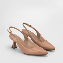 Scarpin Slingback Beira Rio Salto Taça Nude