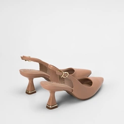 Scarpin Slingback Beira Rio Salto Taça Nude