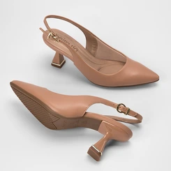 Scarpin Slingback Beira Rio Salto Taça Nude