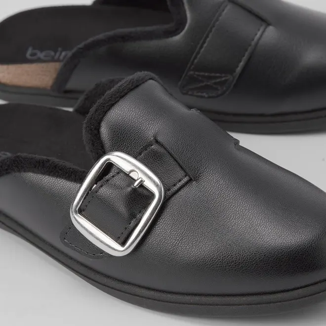 Mule Clog Beira Rio Pelúciada Preto