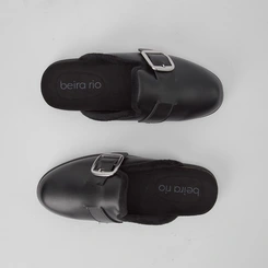 Mule Clog Beira Rio Pelúciada Preto