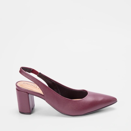 Scarpin Slingback Beira Rio Salto Reto Vinho