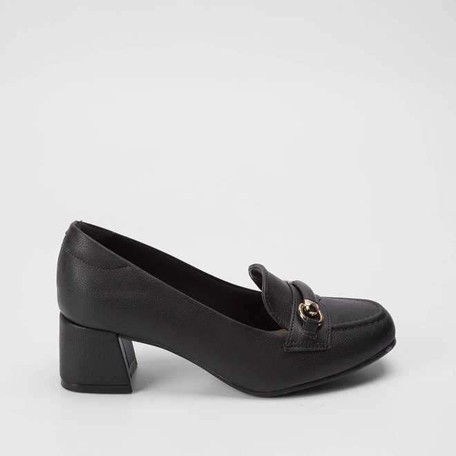 Scarpin Modare Salto Geométrico Aplicação Preto