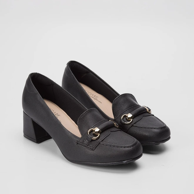 Scarpin Modare Salto Geométrico Aplicação Preto