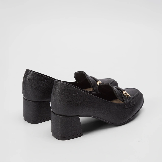 Scarpin Modare Salto Geométrico Aplicação Preto