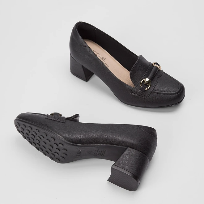 Scarpin Modare Salto Geométrico Aplicação Preto