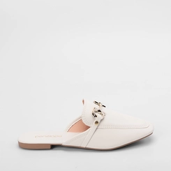 Mule Feminino Penélope Enfeite Metalizado Off White