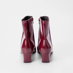 Ankle Boot Gabriela Salto Reto Texturizada Vinho