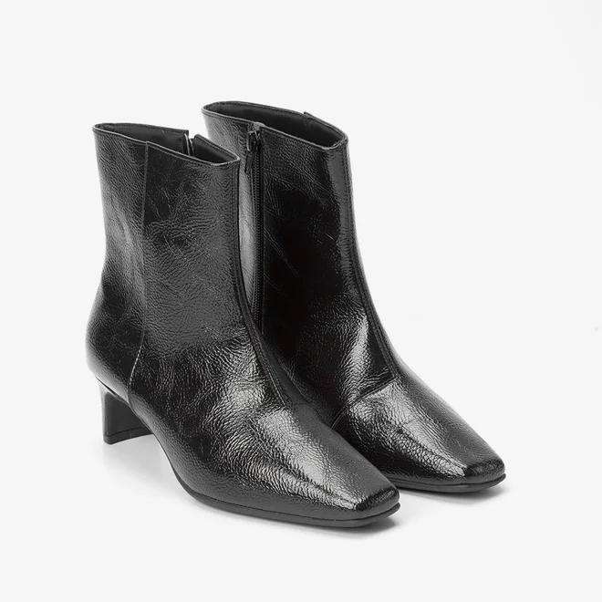 Ankle Boot Gabriela Salto Reto Texturizada Preto
