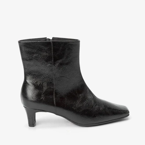 Ankle Boot Gabriela Salto Reto Texturizada Preto