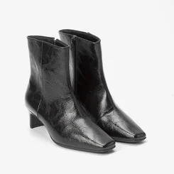 Ankle Boot Gabriela Salto Reto Texturizada Preto