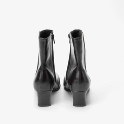 Ankle Boot Gabriela Salto Reto Texturizada Preto