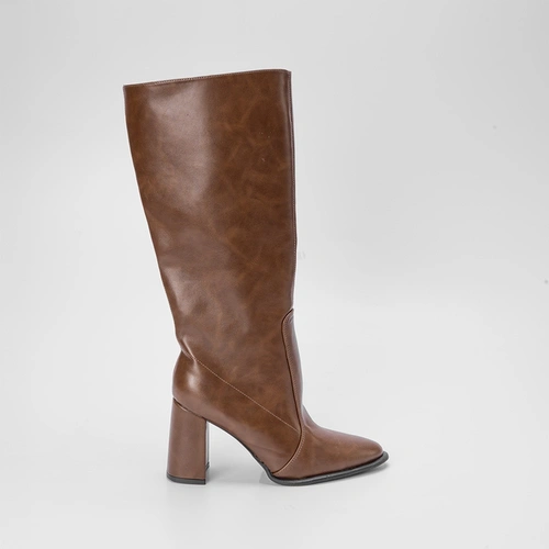 Bota Gabriela Cano Alto Salto Bloco Marrom