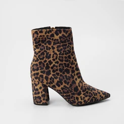 Ankle Boot Feminina Gabriela Salto Bloco Animal Print Onça Multicolor