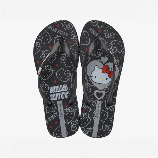 Chinelo Ipanema Hello Kitty Preto
