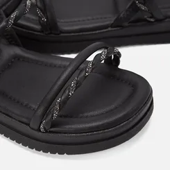 Sandália Papete Mississipi Tiras Tressê & Strass Preto