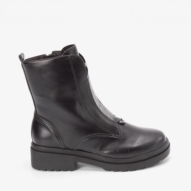 Bota Coturno Via Marte Aplicação Strass Preto