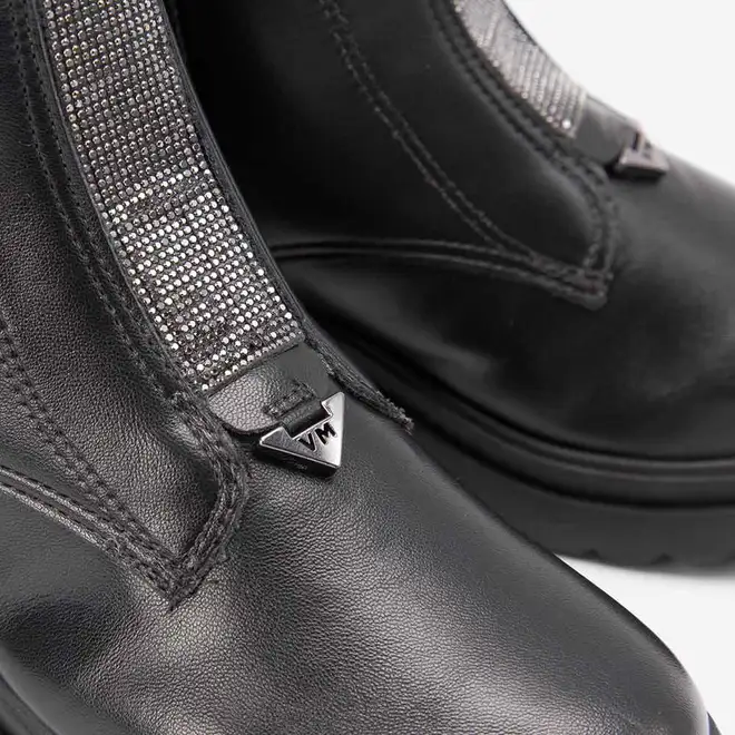 Bota Coturno Via Marte Aplicação Strass Preto