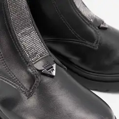 Bota Coturno Via Marte Aplicação Strass Preto