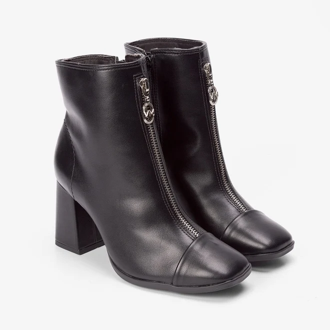 Ankle Boot Via Marte Detalhe Ziper Frontal Preto