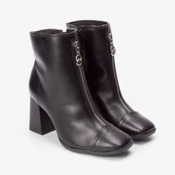 Ankle Boot Via Marte Detalhe Ziper Frontal Preto