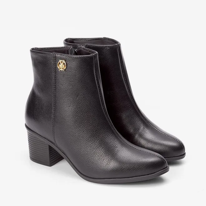 Ankle Boot Via Marte Couro Preto