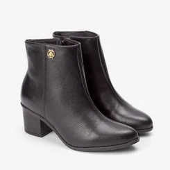 Ankle Boot Via Marte Couro Preto