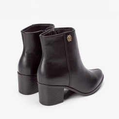 Ankle Boot Via Marte Couro Preto