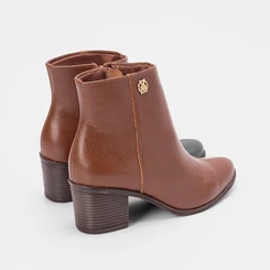 Ankle Boot Via Marte Couro Caramelo